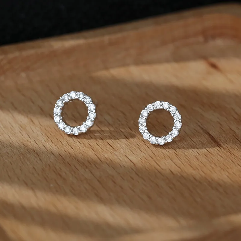 Новые маленькие серьги-кольца для женщин Корейская версия панк микро-инкрустация циркония круглые серьги серебряные серьги милые серьги