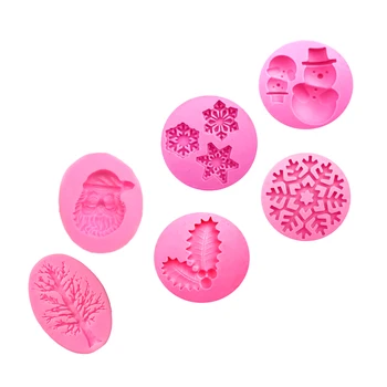 

6pcs/set Baking Tool New Year Party Chocolate Easy Clean Silicone Fondant Molds DIY Home Christmas For Cake Decorating Birthday