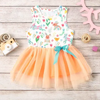

summer dresses Toddler Baby Kids Girls Rabbit Bunny Bow Tulle Patchwork Princess Dresses 1-4 Years cartoon girls dress