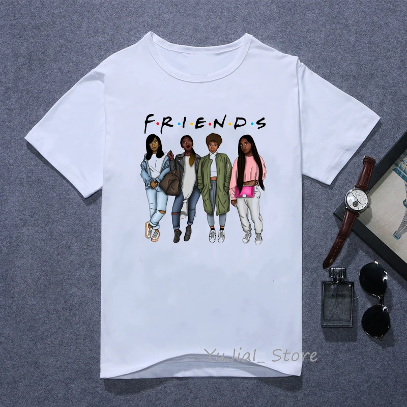 

Best friends tshirt women Melanin shirt kawaii black girls print White BFF t-shirt femme friends tv show t shirt summer tops tee