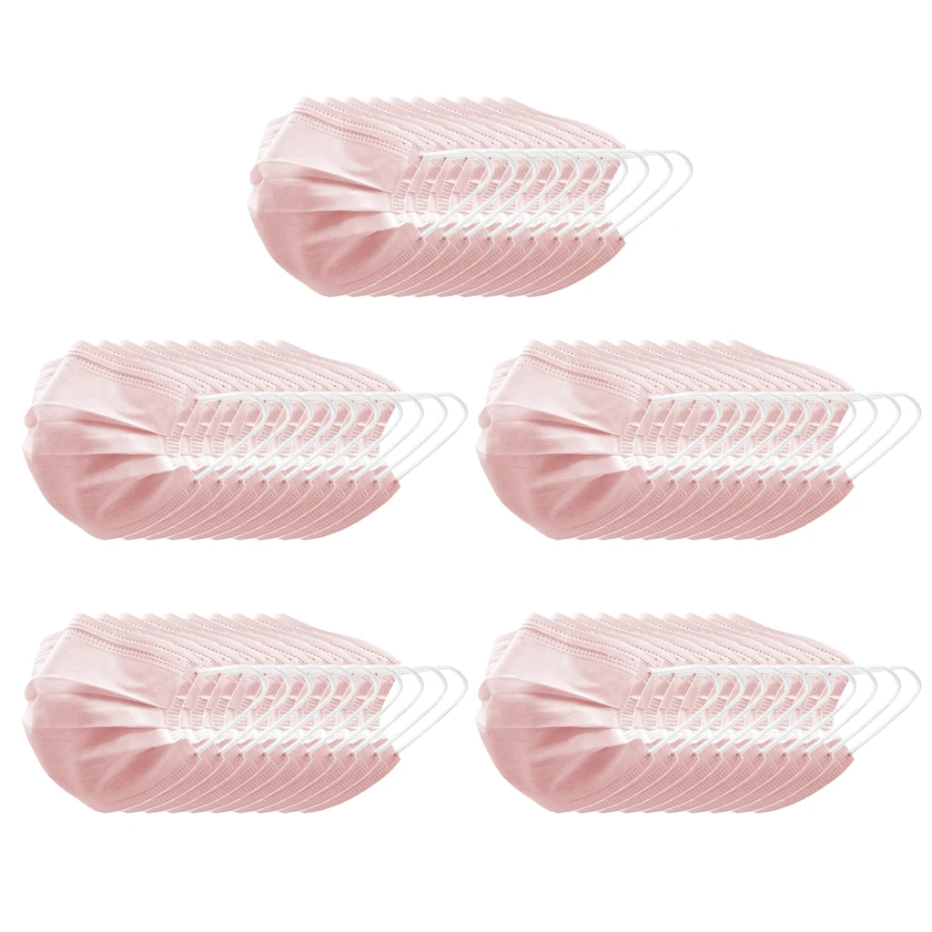 

50 Packs 3 Ply Disposable Face Masks Anti Dust Prevents Droplets Spreading Pink