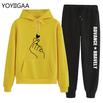 

2020 New Women Hoodie Sets Harajuku Long Sleeve Tracksuits Woman Hoodies Casual 2 Pieces Suit Women Hooded Hoodie Ladies Clothes