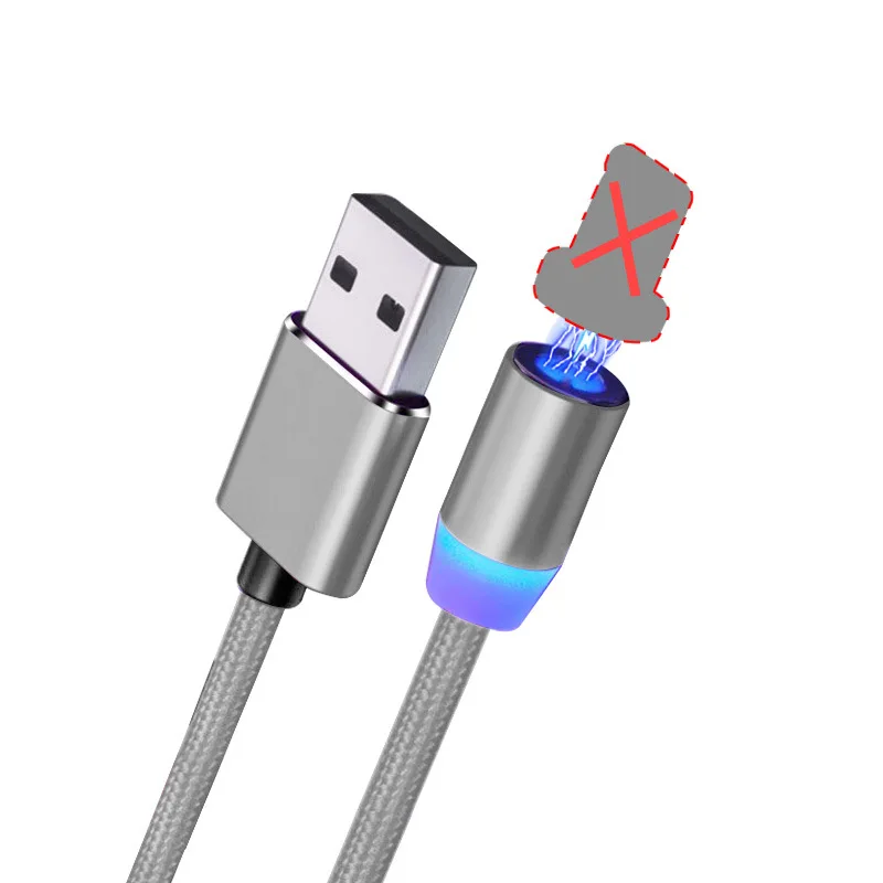 ONEVAN usb-кабель для зарядки Магнитный штекер зарядного устройства 2.4A type-C Micro usb-кабель светодиодный нейлоновая строка данных для Android, Apple Xiaomi iPhone - Цвет: Only Silver Cable