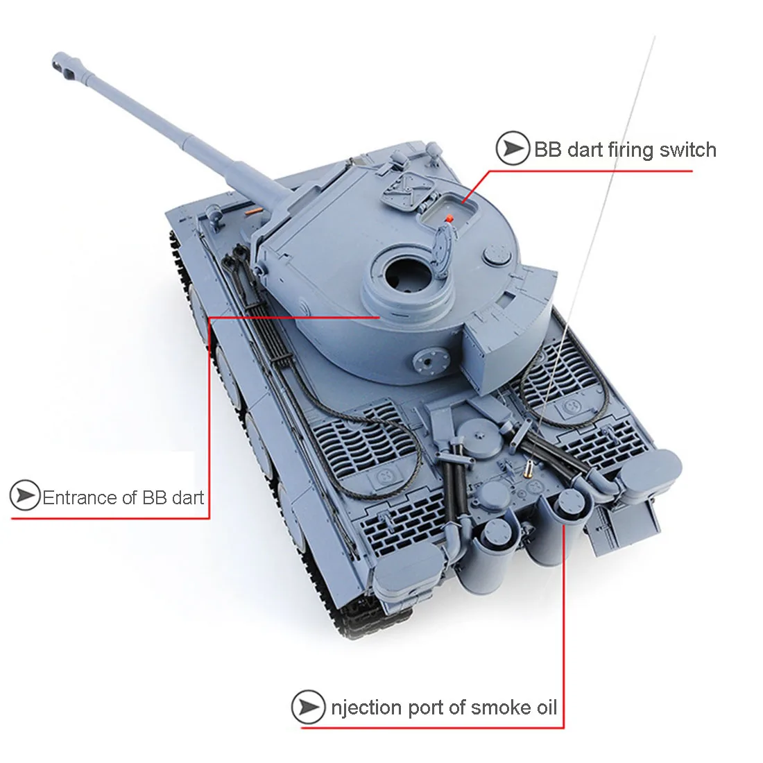 1:16 German Tiger Heavy Tank 2.4G Remote Control Model Military Tank With Sound Smoke Shooting Effect - Basic Edition