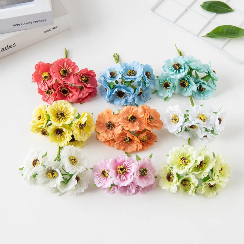 18PCS Silk Kirsche Neue Jahr Weihnachten Dekorationen für Home Staubblatt Hochzeit Braut Diy Girlande Künstliche Blumen für Scrapbooking
