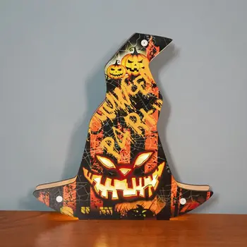 

Halloween Decoration Atmosphere Night Light Wooden LED Lamp Desk Ornaments Bar Party Decor Props