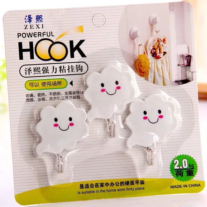 

3 Individual Dress Flaky Clouds Nothing Trace Brute Force Rayon A Hook Sticking Hook Dormitory Toilet Wall Door Plank Avoid Nail