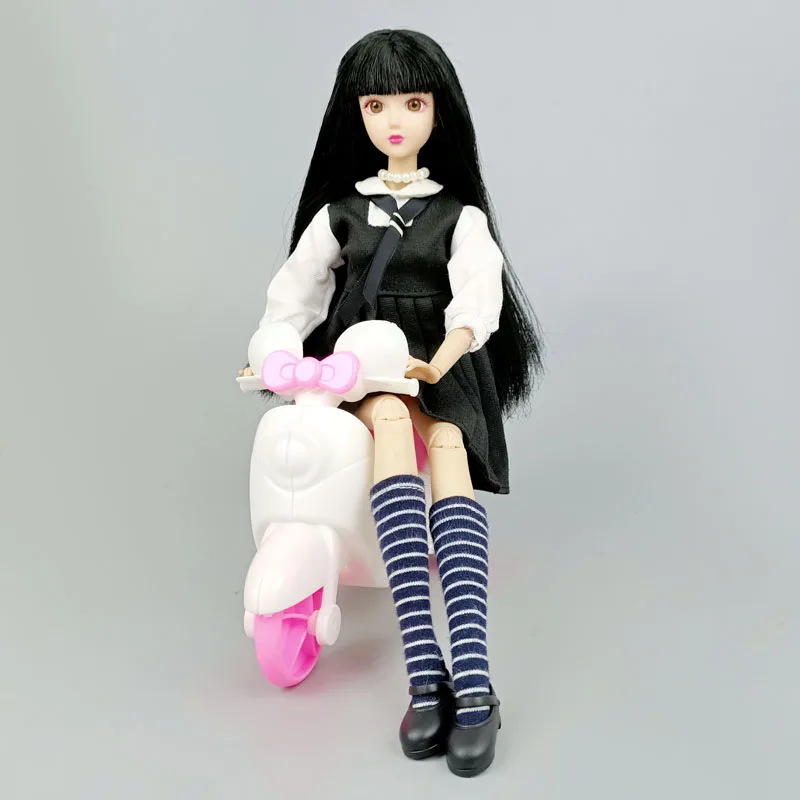Fashion Doll Clothes Set For Barbie Doll Costume Students Suit Black White Dress Fashion Outfits Dollhouse Accessories 1/6 Toys