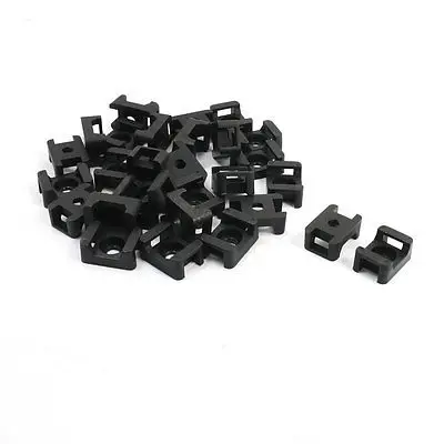 30 Pcs 9mm Width Wire Cable Tie Holder Black Plastic Mounting