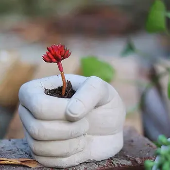 

Fist shape Concrete flower pot mould Silicone Cement mold for Flower pots Garden Pottery mould