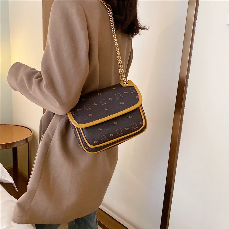 

New Arrival Retro Small Bag Women's 2019 New Style Fashion Chain Simple Textured Shoulder Bag Versatile Shoulder Square Sling Ba