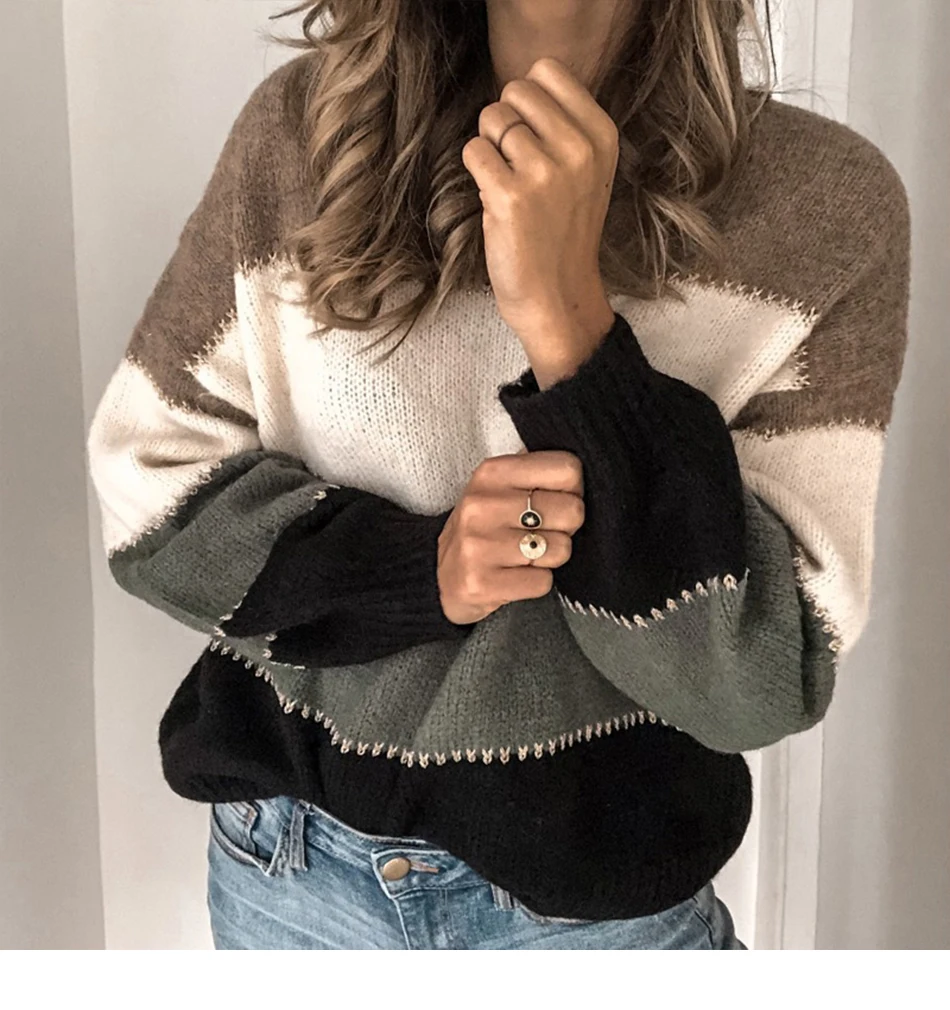Свитер для женщин зимний свитер с круглым вырезом и длинным рукавом теплый вязаный свитер пуловер женский топ размера плюс 5XL