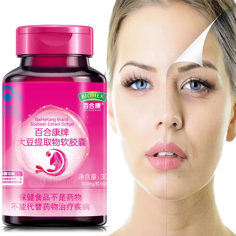 Plant Estrogen Soy Isoflavone Capsule Soybean Extract Soft Capsule Supplement of Soy Isoflavones Phytoestrogens