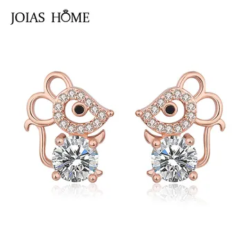 

JoiasHome 925 sterling silver earrings Korean small fresh cute mouse earrings female temperament sweet mouse earrings jewelry