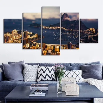 

Wall Art City night scene Canvas Painting 5 Pcs Print Poster Pictures Bedroom Home Decoration