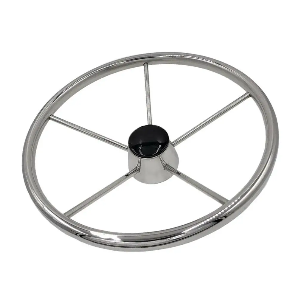Stainless Steel Boat 13 1/2'' Steering Wheel 5 Spoke 25 Degree For