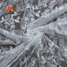 Нигерийская кружевная ткань Высококачественная кружевная элегантная красивая блестящая сетчатая ткань с блестками для свадебного платья