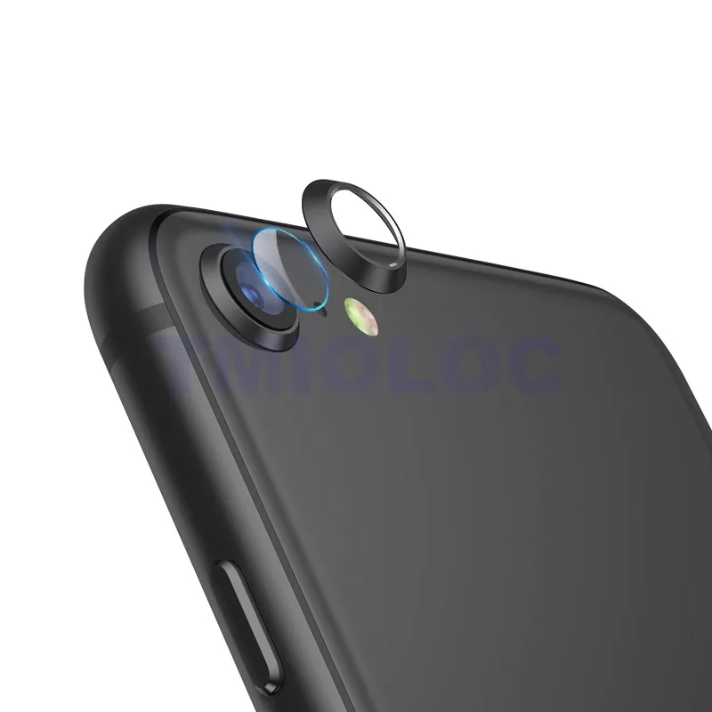 Защитное стекло для камеры iPhone SE 2020 + металлическое кольцо защиты объектива чехол