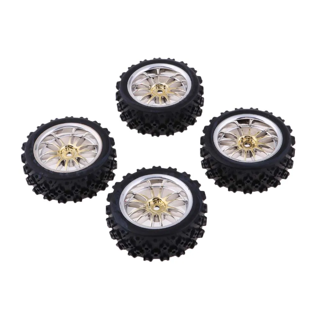 4Pc Rubber RC 1/10 Crawler Car Tires with Wheels Rims for HSP  Traxxas HPI