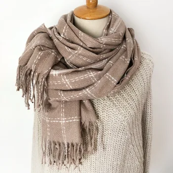 

New winter scarf for women shawls wrap fashion plaid warm thick cashmere scarves lady pashmina female bandana men scarf