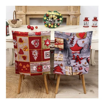 

Christmas Chair Cover Santa Claus Snowman Print Christmas Decorations for Home New Year Restaurant Hotel Home Decor Chair Cover