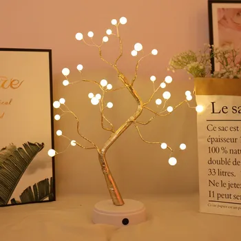 

Lantern Led Copper Wire Light Tree Light Touch Switch Pearl Sky Star Usb Night Light Table Desk Lamp Decor (without Battery)
