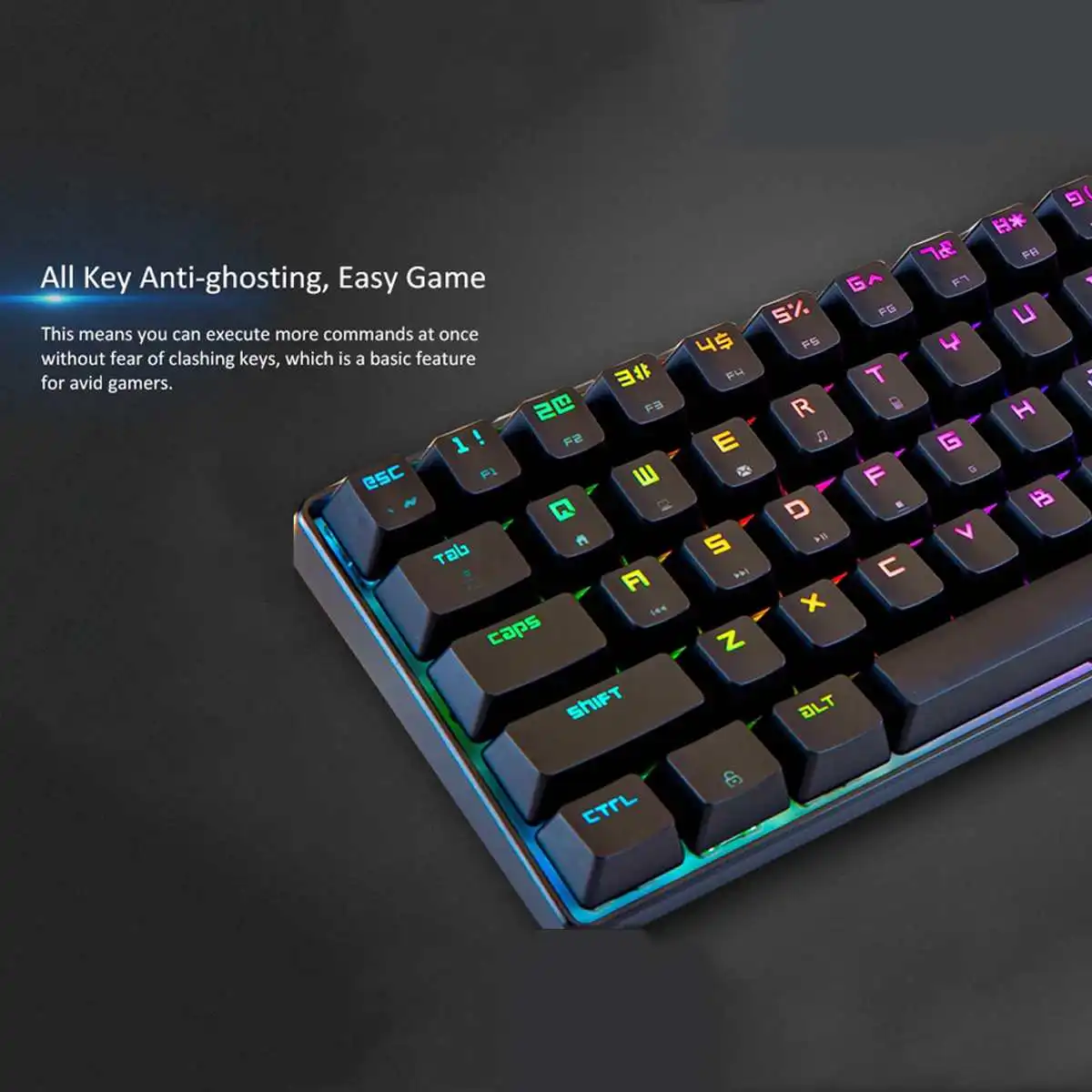 68 клавиш USB 2,0 Проводная клавиатура синий переключатель RGB подсветка Механическая игровая клавиатура для ПК ноутбук компьютер