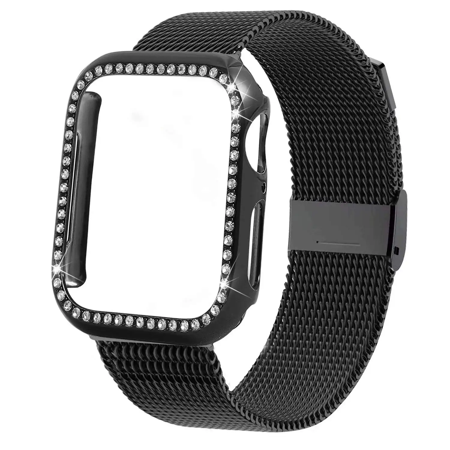 Миланский Браслет-петля+ чехол для Apple Watch band 44 мм 40 м iWatch band 42 мм 38 мм ремешок из нержавеющей стали для Apple watch 4 5 3 2 1