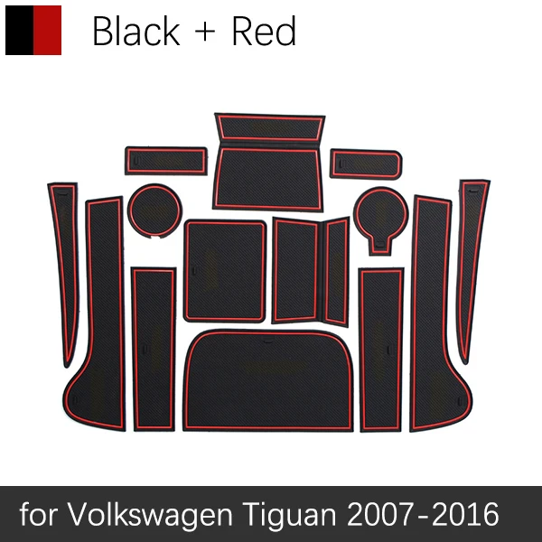 Противоскользящие резиновые чашки подушки двери паз коврик для VW Tiguan Volkswagen 2007~ 2010 аксессуары Автомобильные наклейки коврик для телефона - Название цвета: Красный