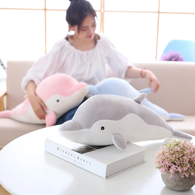 

50cm Soft Dolphin Plush Toys Dolls Stuffed Down Cotton Animal Pillow Kawaii Office Nap Pillow Kids Toy Christmas Gift for Girls