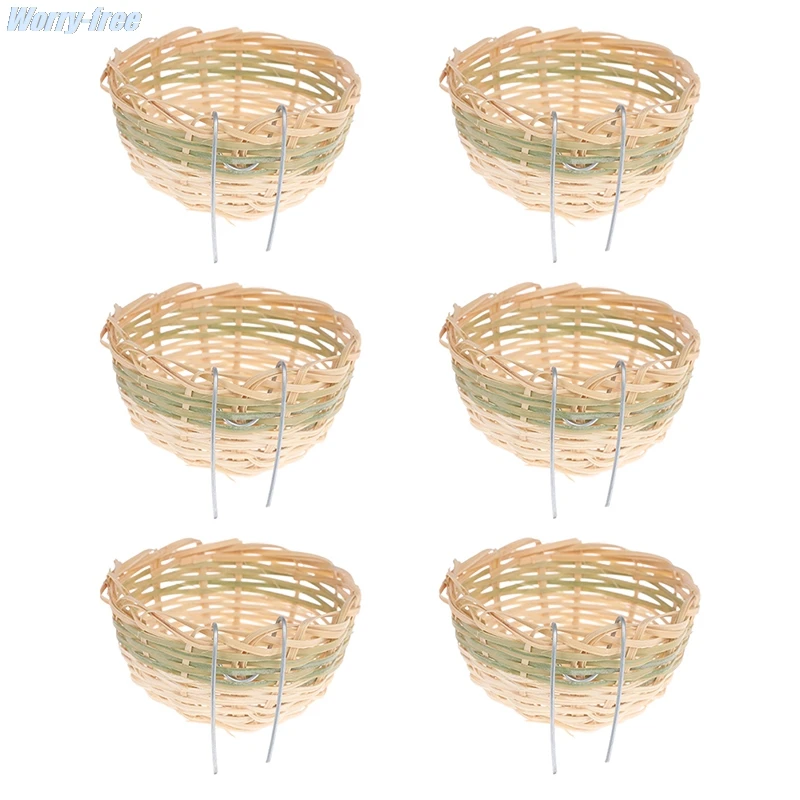 6Pcs Handmade Bamboo Bird Breeding Nest Bed for Budgie Parakeet Cockatiel Parakeet Conure Canary Finch Lovebird and Small Parrot bird house small animal sleeping bed