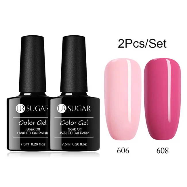 2pcs set6 Ur Sugar 2/4 шт. Розовый Блестящий Гель-лак для ногтей замочить от УФ-светодиодный длительный гель лак для ногтей Лаки маникюрный лак набор украшений - Цвет: 2pcs set6