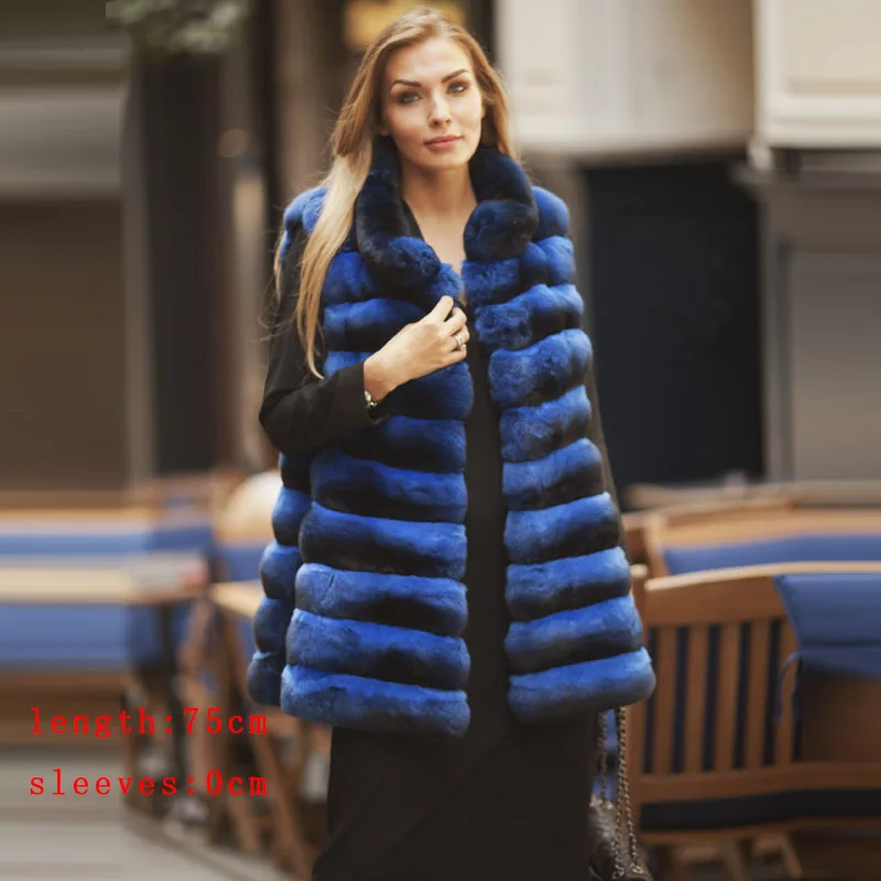 Роскошная теплая Короткая Меховая куртка из Шиншиллы и кролика рекс, модная куртка с отложным воротником, зимнее пальто из натурального меха, женские куртки - Цвет: 288