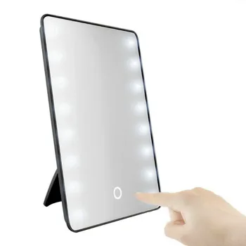 

Newest Makeup Mirror with 16/8 LEDs Cosmetic Mirror with Touch Dimmer Switch Battery Operated Stand for Tabletop Bathroom Travel
