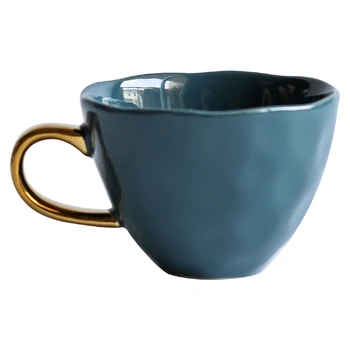 

Blue Roll Rim with Handgrip Milk Tea Cup Ceramic Brief Insulated Wine Simple Milk Coffee Mug Creative Breakfast Cup 50kB53
