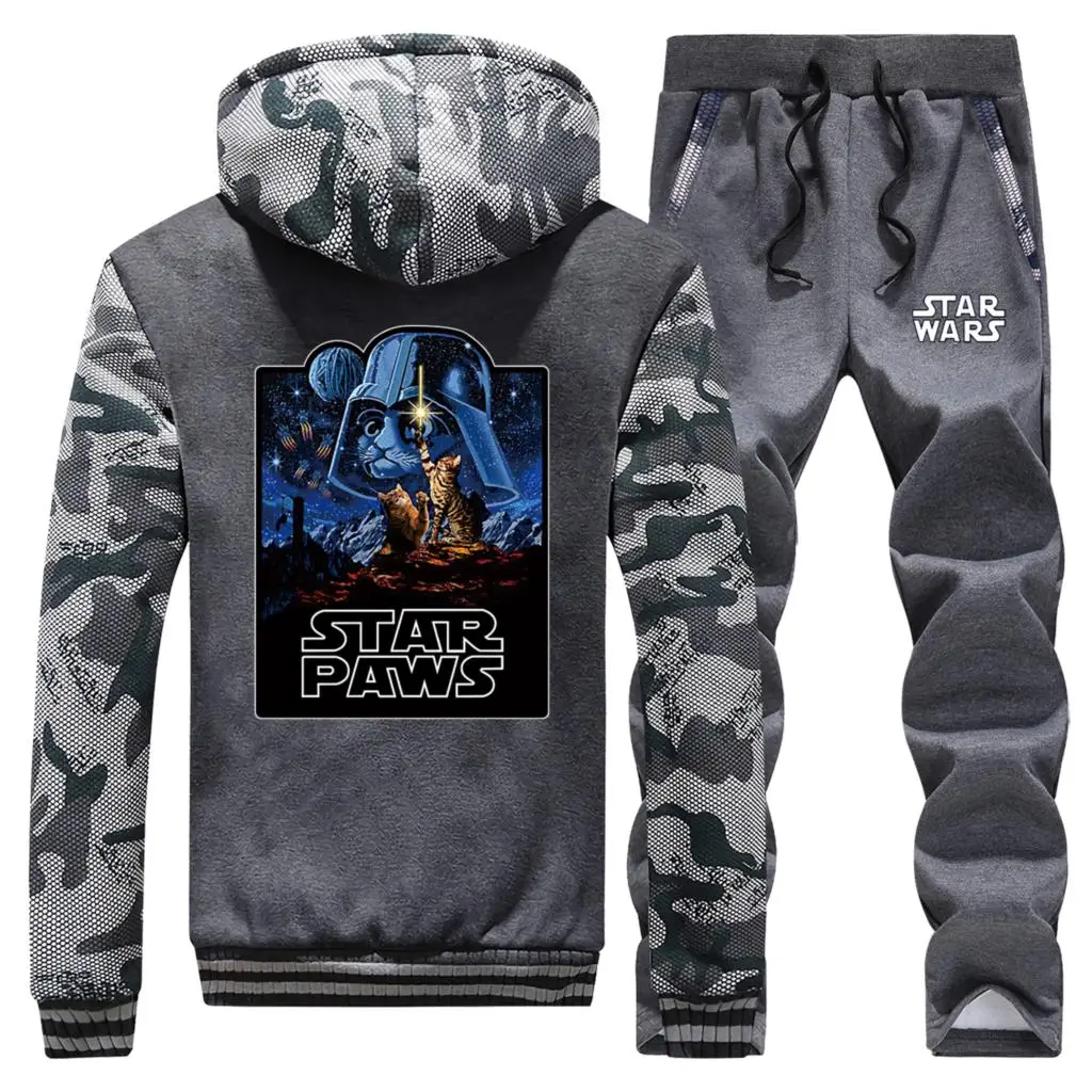 Reviews Star Wars Fashion Men Winter Hoodies Sweatshirts Hip Hop Male Coat Zipper Jacket+Pant 2pcs Sets Mens Warm Suit Casual Tracksuit
