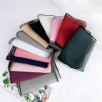 

Fashion Women Thin Organza Scarf Narrow Long Neck Scarves Silk Candy Color Transparent Chiffon Headband Wavy Tie Hair Band