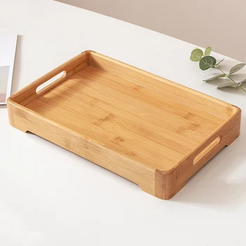 

Bamboo rectangular tea tray living room, domestic wood water-water cup, cup and tea set, food and vegetable tray