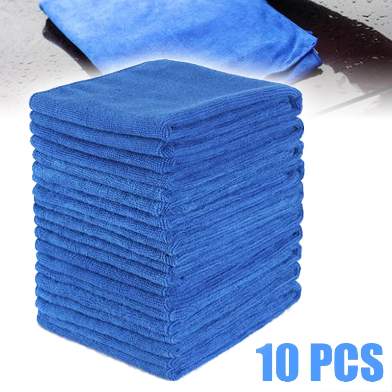 Mayitr 10pcs/set 30*30cm Blue Car Soft Microfiber Towel Cloth High Absorbent Auto Wash Cleaning Polish Cloths for Car Cleaning