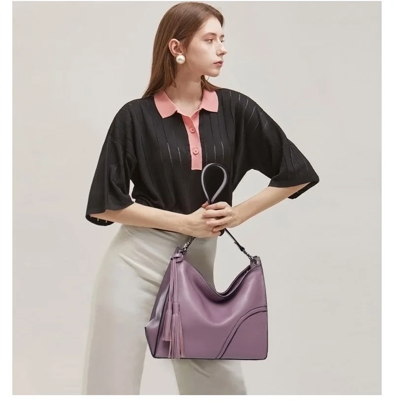Yonder дизайнерская роскошная сумка женские сумки из коровьей кожи сумка на плечо Женская Натуральная кожа Сумка через плечо с кисточкой черная