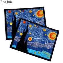 Prajna нашивка в виде хиппи kanagawa Wave Iron On Embroidered Patches для одежды нашивка в полоску Ван Гог странные вещи аппликация