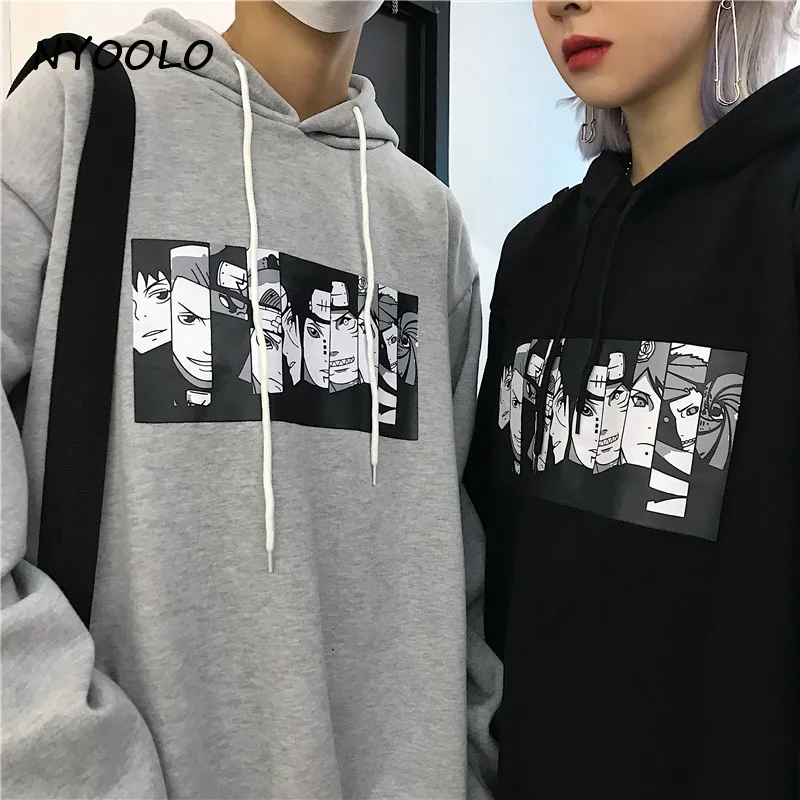 NYOOLO Harajuku уличная мультфильм Наруто печати теплые толстовки осень зима плюс бархатные пуловеры толстовка с капюшоном для женщин мужчин Топ