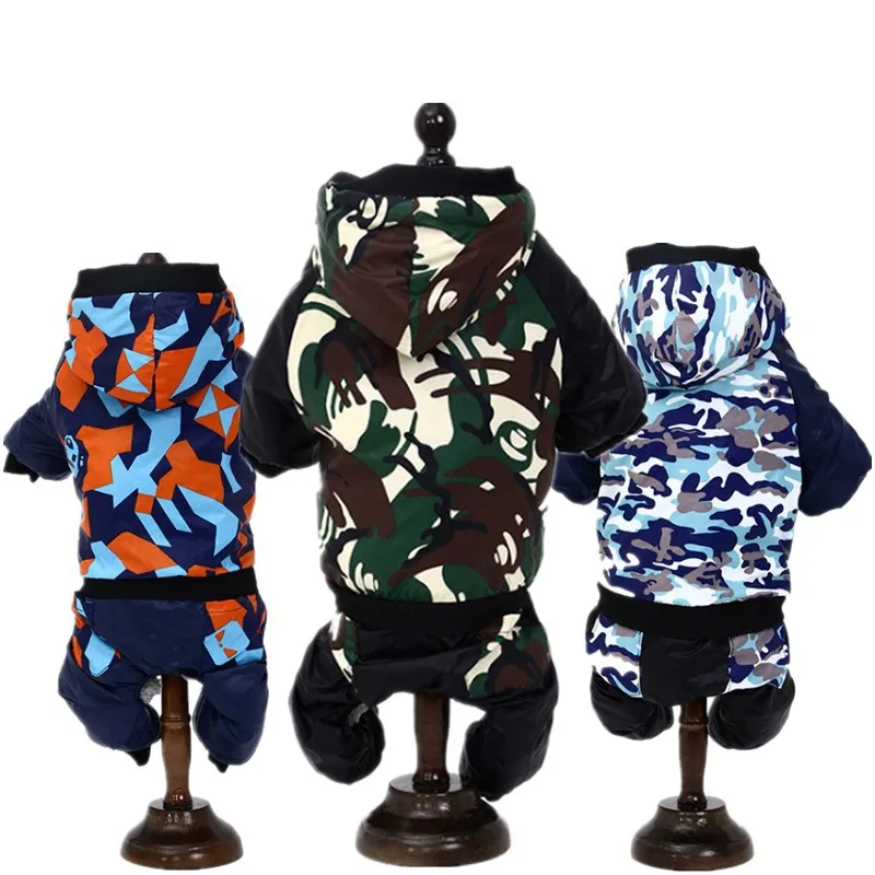 

Dog Clothes for Small and Medium-sized Dogs,Autumn and Winter Four-Leg Quilted Cotton Cloth, Warm Fleece Hooded Dog Clothes