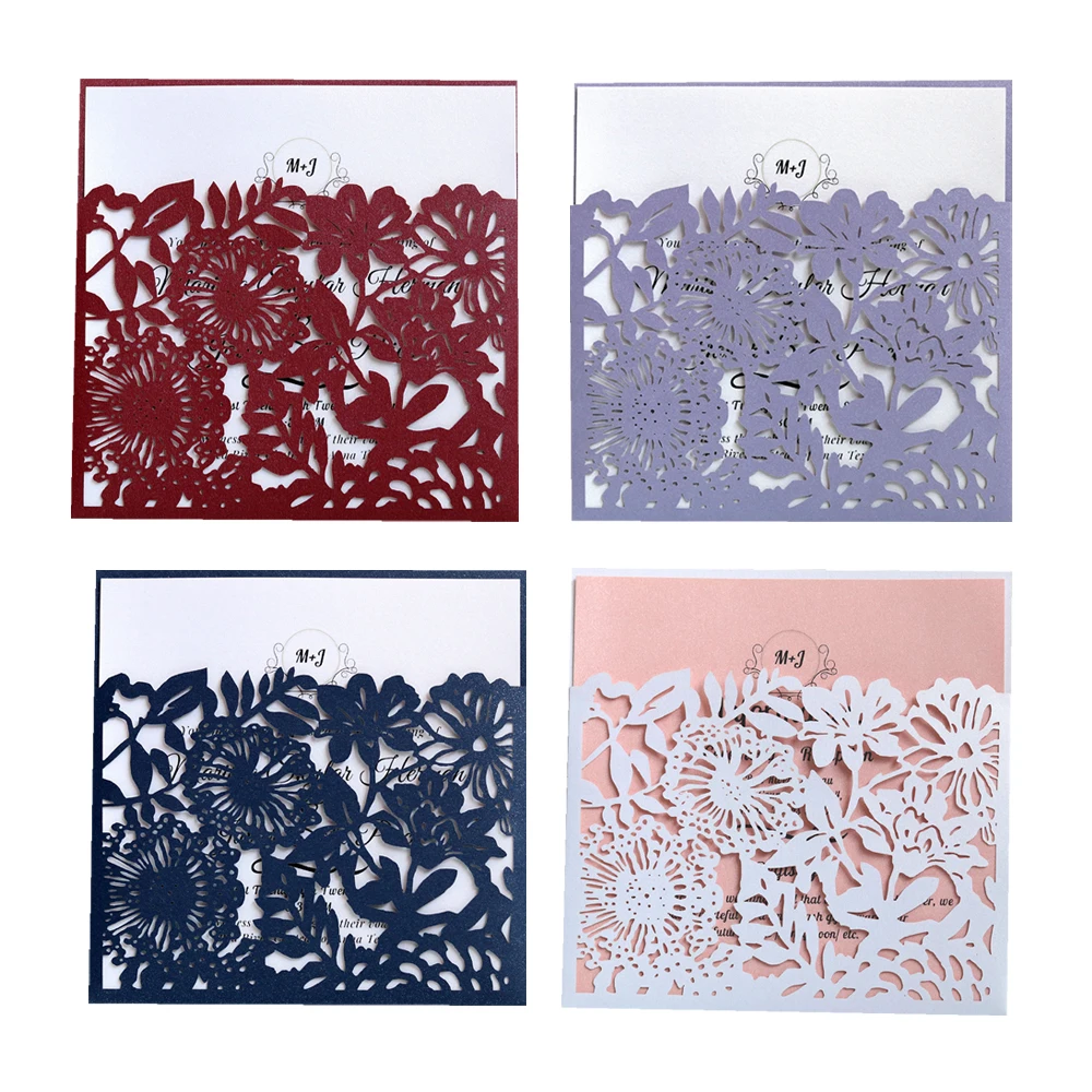  10pcs Wedding Invitations Lace Pattern Cards Laser Cut Paper Cards Announcement Greeting Postcards  - 4.00044E+12