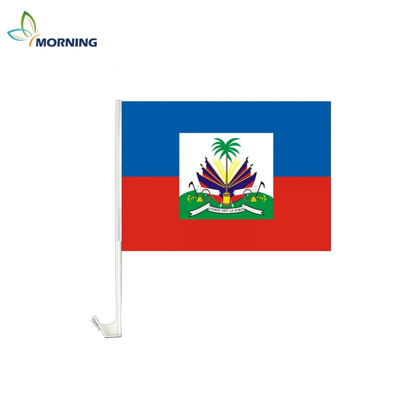 Песочный MORNING 22*33 см Haiti Автомобильный флаг с полюсом для рекламы - Цвет: Песочный