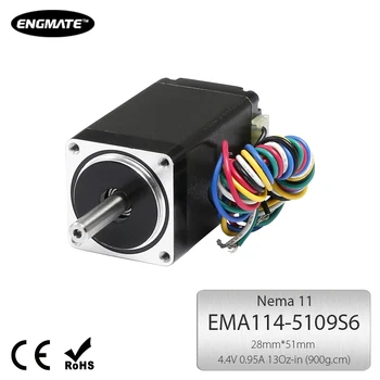 

ENGMATE 28x51mm Nema 11 Stepper Motor with Rated Current 0.95A For CNC Router Lathe Mill EMA114-5109S6