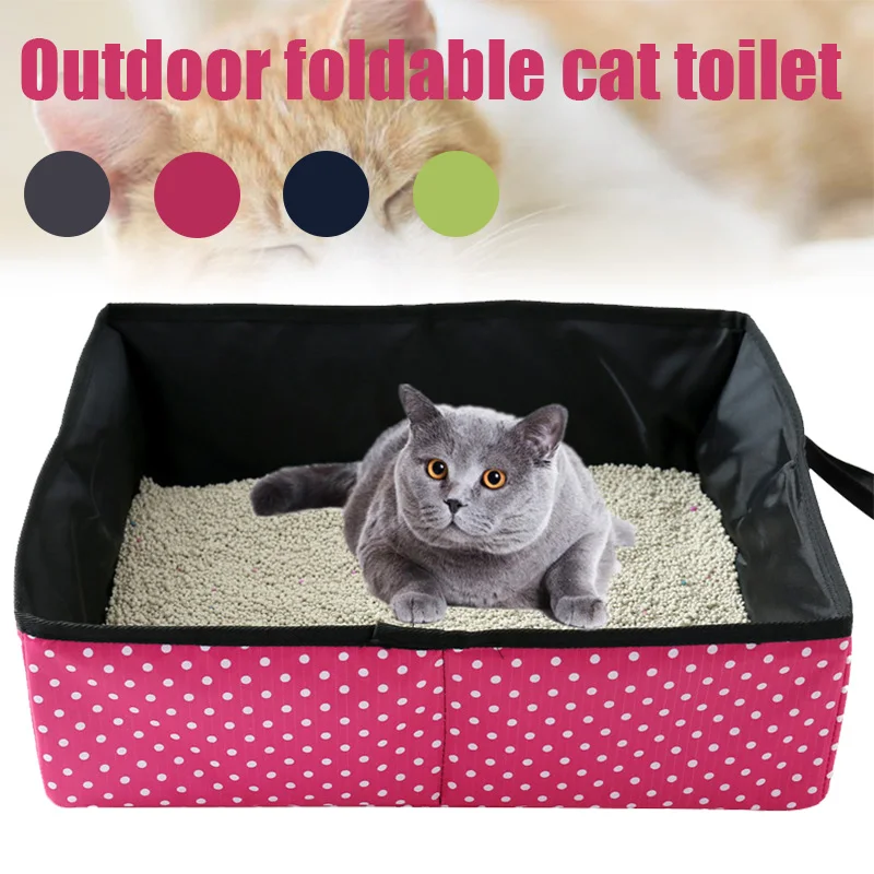 Foldable Cats Litter Box Waterproof Portable Pet Litter Pan Tray for Travel Camping Home 40x30x13cm E2S Foldable Cats Litter Box Waterproof Portable Pet Litter Pan Tray for Travel Camping Home 40x30x13cm E2S