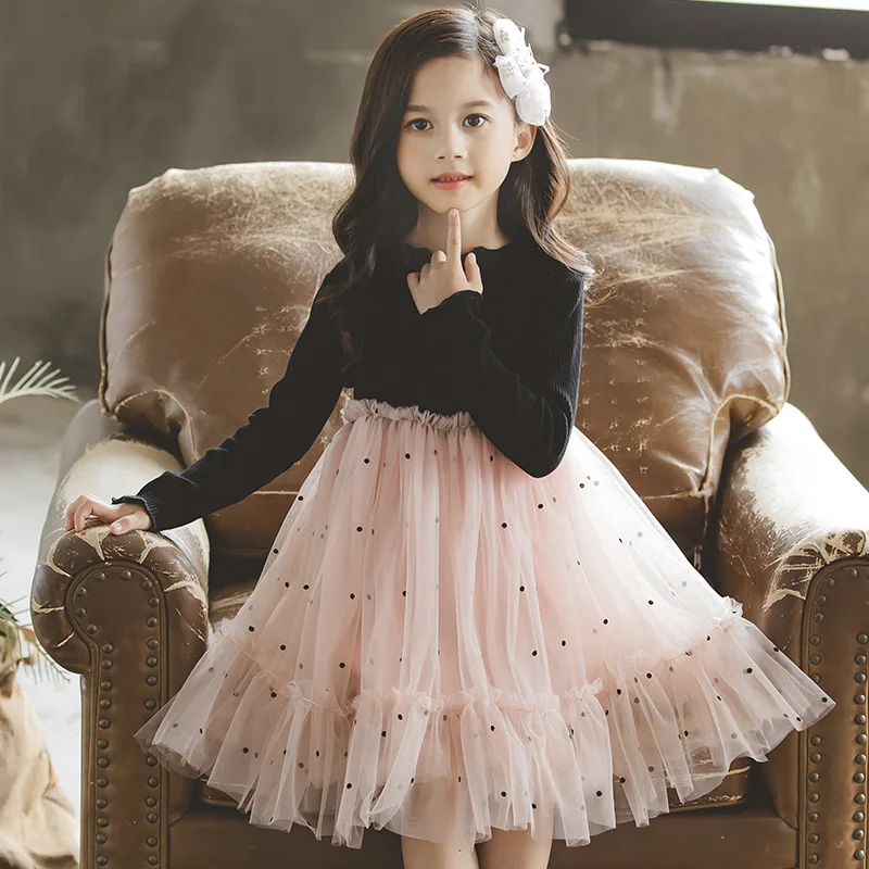 Платье принцессы для девочек с длинными рукавами; коллекция года; осенние вечерние платья принцессы; 10 лет; meisjes kleding