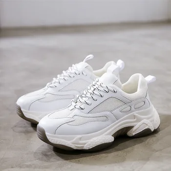 

White Shoes Women Platform Sneakers Patchwork 2020 New Fashion Brand Ladies Casual footware Real Leather Female zapatos de mujer