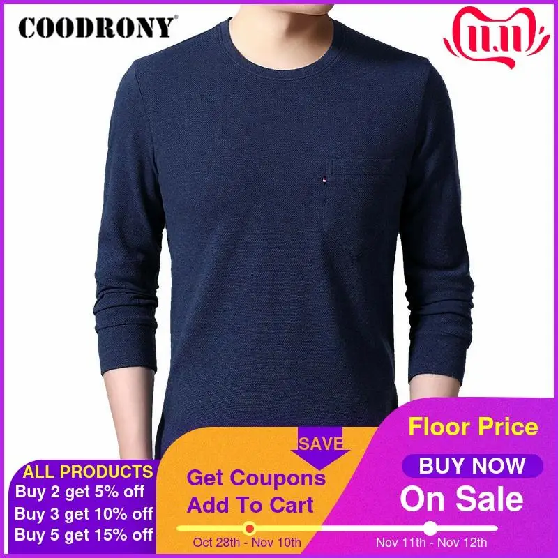 

COODRONY Brand T Shirt Men Clothes 2020 New Arrival Tops Long Sleeve T-Shirt Men Top Quality O-Neck Tee Shirt Homme Pocket C5045